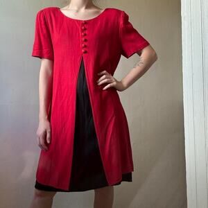 Vintage Jessica Howard Red Preppy Mini Dress 10 90s Elegant Classy Festive